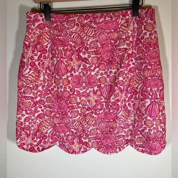 Lilly Pulitzer Lynnie Scallop hem mini skirt Hotty Pink Sailors Valentine sz 10 - Picture 1 of 9